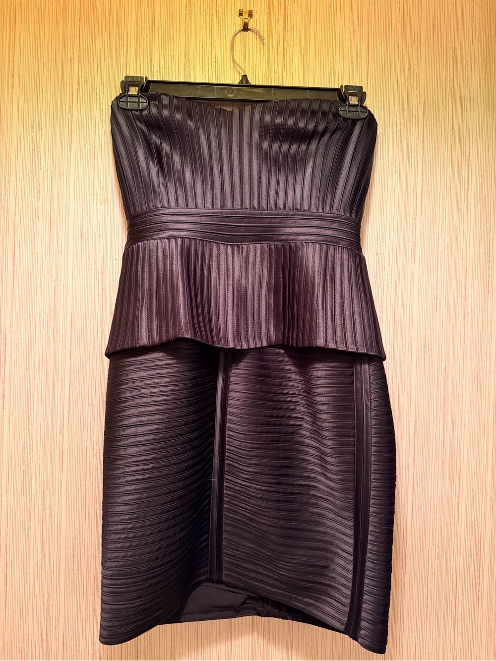 BCBG Strapless Peplum Dress in Black